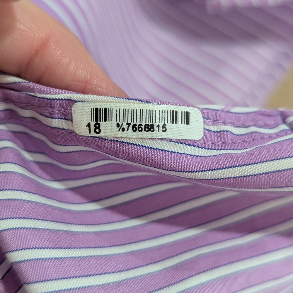 Talbots Haberdashery Petite Purple White Stripe LS Cotton Fitted Shirt Size 22W - Picture 11 of 11